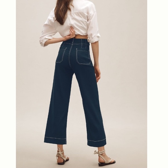 Anthropologie Colette contrast stitch linen pants sz 32 - Picture 2 of 3